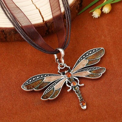 Mode Kristal Libel Hanger Kettingen Voor Vrouwen Vintage Insect Meerlaagse Touw Ketting Sieraden Thanksgiving Cadeau black