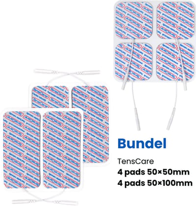 TensCare - Bundel 4 pads 50×50mm (1 set) + 4 pads 50×100mm (1 set) | electroden pads tens | elektrodenpads | Zelfklevende Elektroden Pads | electroden pads tens | elektrodenpads | Zelfklevende Elektroden Pads |