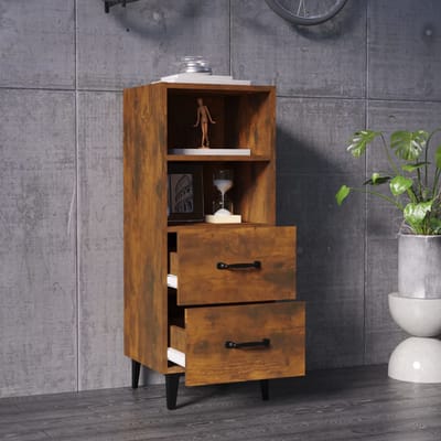 vidaXL - Dressoir - 34,5x34x90 - cm - bewerkt - hout - gerookt - eikenkleurig