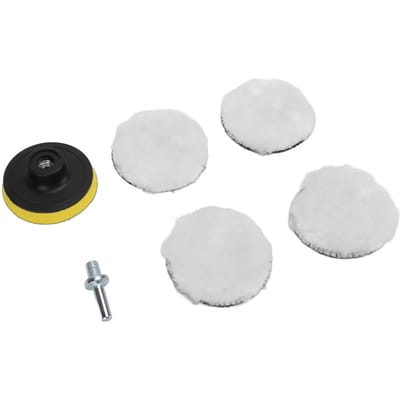 6 stuks 3 inch Imitatie Wol Polijstpad Kit met 58 inch?11 Booradapter Polijstschijven voor Autopoetsmachine white