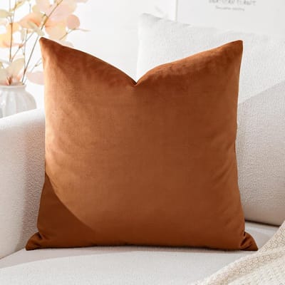 Famanu - Luxe fluwelen kussenhoezen super zachte decoratieve vierkante kussenhoezen hoes kussenslopen voor bank, slaapkamer, autodecoratie 50 x 50 cm, oranje