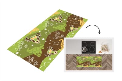 Keukenloper - Loper keuken - Stier - Zodiac - Groen - Patroon - 120x50 cm - Keukenloper vinyl