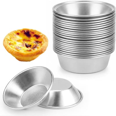 Set van 25 Herbruikbare Eivormige Bakvormpjes van Aluminium Folie voor Taartjes, Muffins en Cupcakes met Antiaanbaklaag