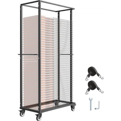 VEVOR Stoelenwagen, Opvouwbare Stoelstandaard, Draagvermogen 227 kg, Robuuste Stoelenwagen voor 60 Stoelen, Metalen Stoelstandaard met Zwenkwielen en Vergrendelbare Wielen, voor Feesten en Evenementen, Hotels, Matzwart