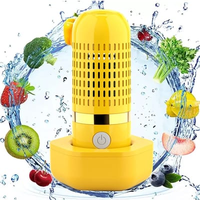 Geel Draadloze USB fruit en groentewasmachine - draagbare voedselreiniger - compact ontwerp - praktisch voor dagelijkse voedselreiniging