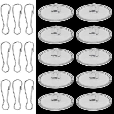 Set van 50 zelfklevende plafondhaken en 50 vlaggenmastclips, transparant, duurzaam en eenvoudig te bevestigen, ideaal voor decoratie en organisatie
