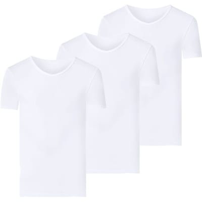 ESMARA MEN Set van 3 geribde heren T-shirts (V-hals, Wit, S)