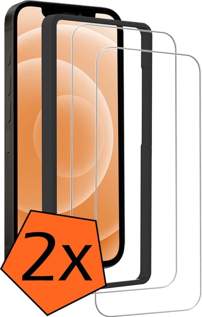 Screenprotector - 2 Stuks - Geschikt voor Apple iPhone 12 - Met Installatie Frame - Gehard Glas - Beschermglas - Tempered Glass - Screen Protector