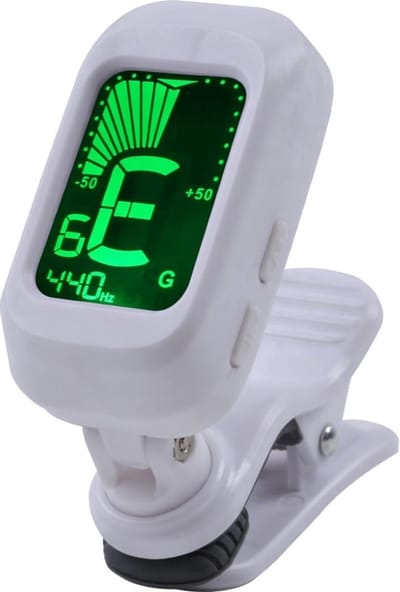 Finnacle - Clip-On Digitale Tuner - 360 Graden Draaibaar - Wit - Voor gitaar