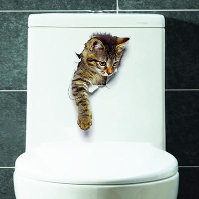 Leuke Grappige Katten Muursticker Gat Zicht Badkamer 3D Toiletstickers Voor Huisdecoratie Dieren Stickers Zelfklevende Poster black