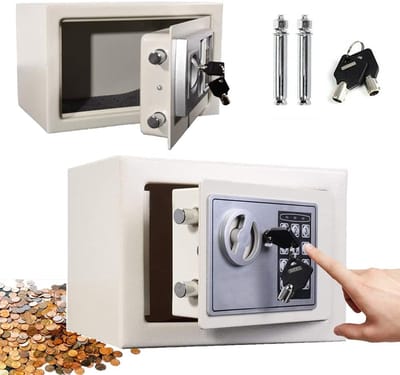 Digitale Kluis - Elektronische Geldkluis - Veilige Opslag - Dubbel Sloten Systeem - 4.6 Liter - Wit