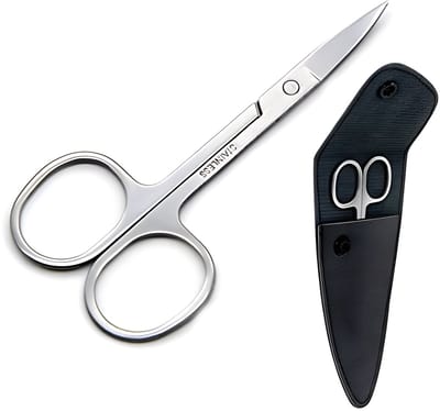 Professionele roestvrijstalen nagelschaar - 9 cm - Extra scherp gebogen snijvlak - Geschikt voor manicure, pedicure en gezichtsbeharing - Compact en draagbaar