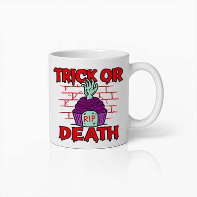 Trick or Death Mok 330ml – Griezelige Halloween Koffiebeker met Zombie Ontwerp – Perfect Cadeau voor Horrorliefhebbers & Halloween Fans