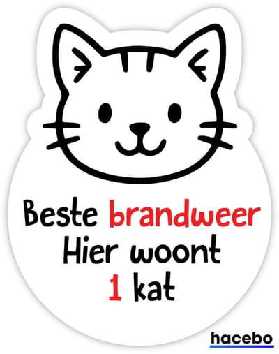 1 kat in huis - red mijn huisdier - Brandweer & Hulpdiensten - sticker