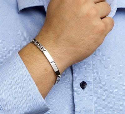 Zilver Gerhodineerde Graveerarmband gourmet plaat 6 1330514 21 cm