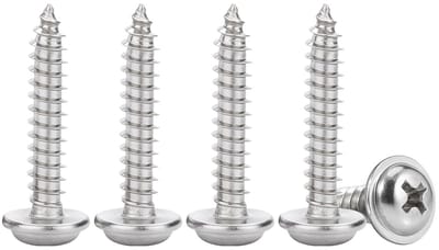 Set van 50 RVS schroeven M3 x 20 mm - zelftappende schroeven met platte kop en ring voor hout, kunststof en composietmaterialen