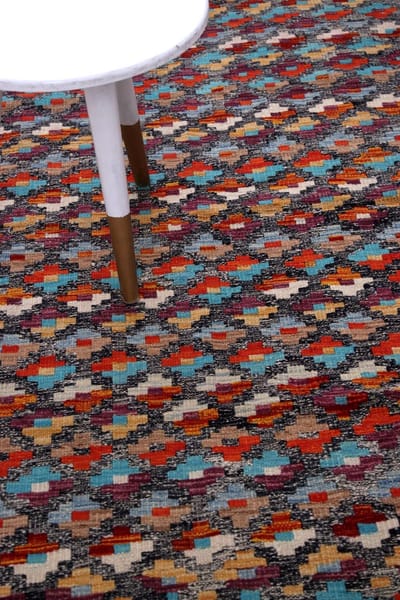 Kleurrijk Tapijt Laagpolig Handgeweven Wollen Vloerkleed - Koho Afghan Kelim 164x99 - 164x99cm- Modern - Woonkamer - Salon - Slaapkamer - Eetkamer