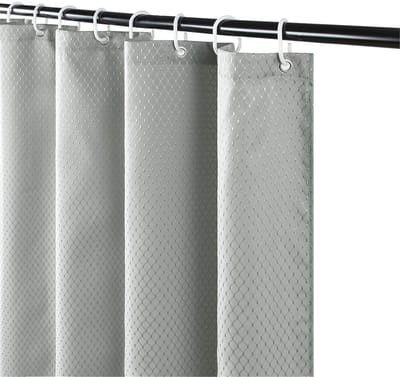 Douchegordijn, waterdicht, schimmelbestendig, grijze gewogen stoffen gordijnen voor badkuip, badkamer, natte ruimte, set met 10 ADS-haken, 150 x 180 cm.