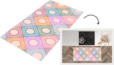 Keukenloper - Loper keuken - Zonnebloem - Ruit - Patronen - 120x60 cm - Keukenloper vinyl