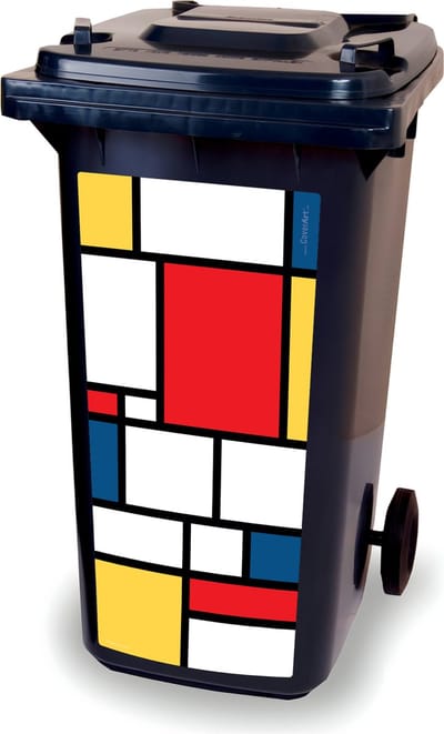 Container sticker - Piet Mondriaan - kliko sticker - afvalbak stickers - vuilnisbak - CoverArt