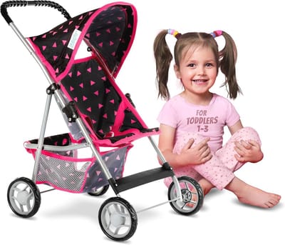 Poppenwagen voor kinderen - Speelgoedwagen met zachte grip en lichtgewicht constructie