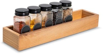 Creative Deco Houten opbergdoos | 36 x 9 x 5 cm | Houten organisatiedoos | Beukenhout | Dienblad voor snuisterijen, kostbaarheden, kruiden