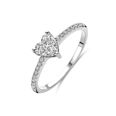 Gerhodineerd Zilver Ring Hart Met Zirkonia 1338494