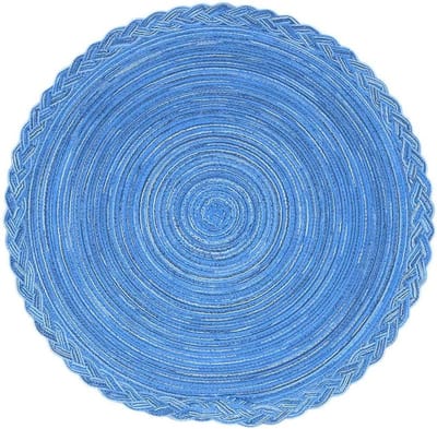 Ronde Placemats - Tafelmatten Onderzetters - Tafel Beschermen - Gevlochten Ontwerp - 38 cm Diameter - Blauw