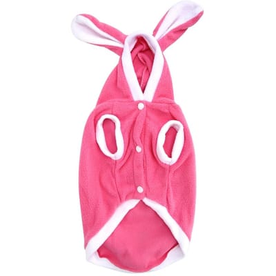 Chaud Mignon Lapin Tissu Animal de Compagnie Hiver Automne Chaud Sweat à Capuche Costumes Vêtements pour Chiens Chats(Rose M) Pink pink