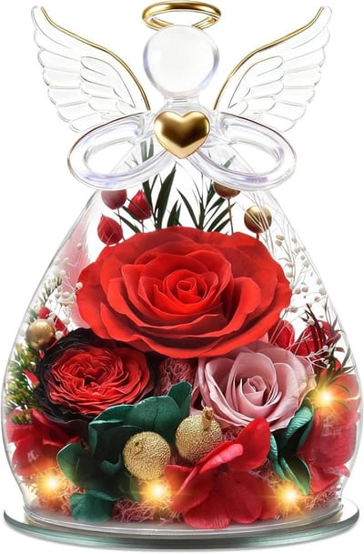 Eeuwige Rozen Engel - Geconserveerde Bloemen - Romantisch Cadeau - 3-5 Jaar Houdbaar - 1 Stuk - Rood en Roze