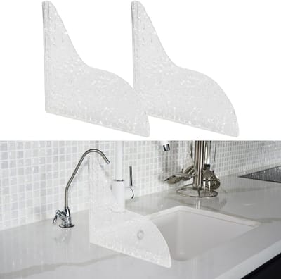 Dailygoods- Spatbescherming 2 Stuks - Acryl Waterkraanspatbescherming - Badspatbescherming - Zelfklevende Spatbescherming - Transparant - 21,3 x 19 cm - Douchescherm