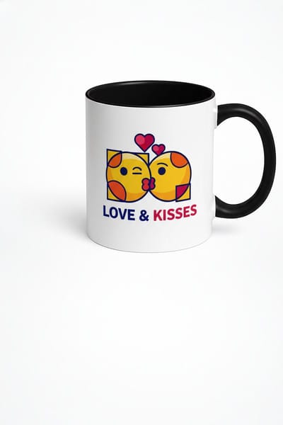 Love & Kisses Mok - Romantische Emoji Kus Beker | Cadeau Liefde & Valentijn