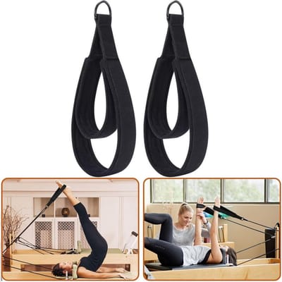 2 stuks - Pilates Reformer Straps - Pilatesbanden - Pilatesbanden met dubbele ring - Dubbele D-ringbanden - Comfortabele Hand en Voetlussen - geschikt voor Pilatesapparatuur - gewatteerd - Voor de sportschool en thuisworkouts - Zwart - 38×5cm