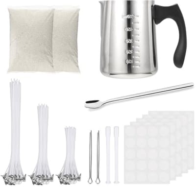 Zelf kaarsen maken set met kaarslonten en accessoires - 500 g kaarswas