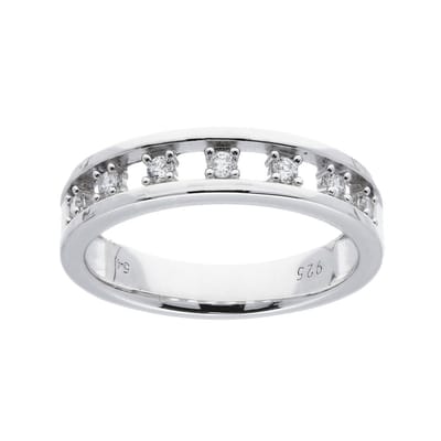 Silver Lining - fantasiering - zilver gerodineerd - zirkonia - 4 poot - vlak 4.7 mm - maat 54