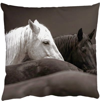 Sierkussens - Kussentjes Woonkamer - 50x50 cm - Paarden - Zwart - Wit - Kudde