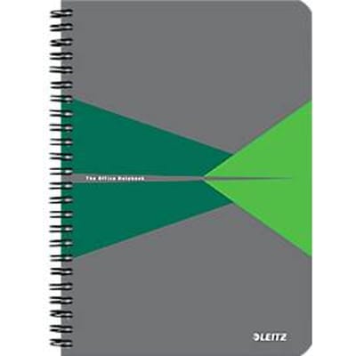 Leitz Office collegeblok, A5-formaat, 90 geruite vellen, 360° openend, spiraalbinding, kartonnen omslag, FSC®-gecertificeerd, groen