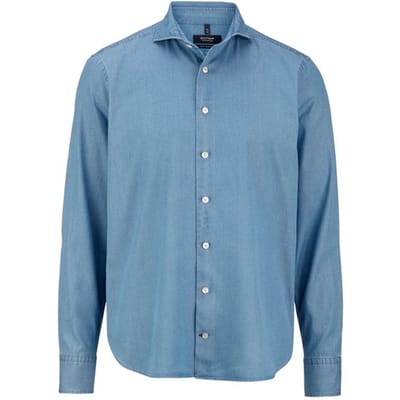 OLYMP Signature Casual Overhemd, Tailored Fit, Cutaway, Bleu