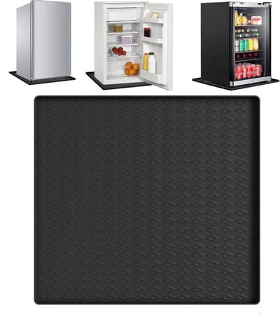 Wasmachinebeschermhoes - Anti-lekmat voor koelkast - Vloerbeschermmat - Verdikte siliconen beschermhoes - Diamantpatroon - 60x60 cm - Opstaande randen - Antislip - Geschikt voor wasmachines en drogers - Zwart