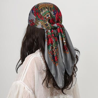 80*80cm Vierkante Mode Sjaal Dames Bloemenprint Katoenen Bandana's Dames Sjaals Hoofdband Accessoires Zakdoek Glanzende Hijab 80x80cm black