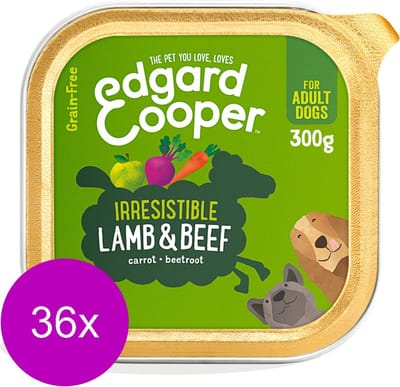36x Edgard & Cooper Kuipje Honden Natvoer Lam - Rund 300 gr