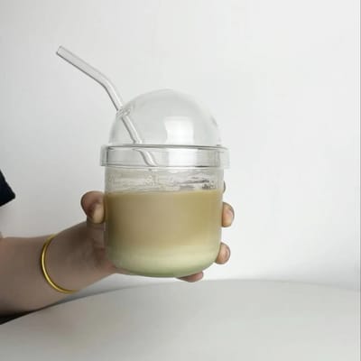 Ins Franse Stijl Hittebestendig Glas Bobo Bekers met Glazen Rietje Grote Capaciteit Helder Koffie Melk Water Tumbler met Glazen Deksel 300ml gray
