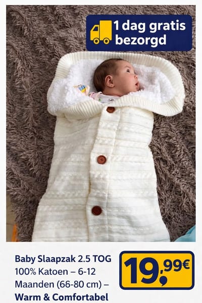 Baby Cocoon Wikkeldeken 0-6 maanden – Ademend – Voor Wieg & Ledikant – Herfst/Winter – Wit – Vandaag besteld, morgen in huis