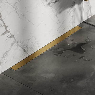 Brauer Douchegoot met Multifunctioneel Rooster en Flens Voor Wandmontage - 100 cm - Goud Geborsteld Pvd