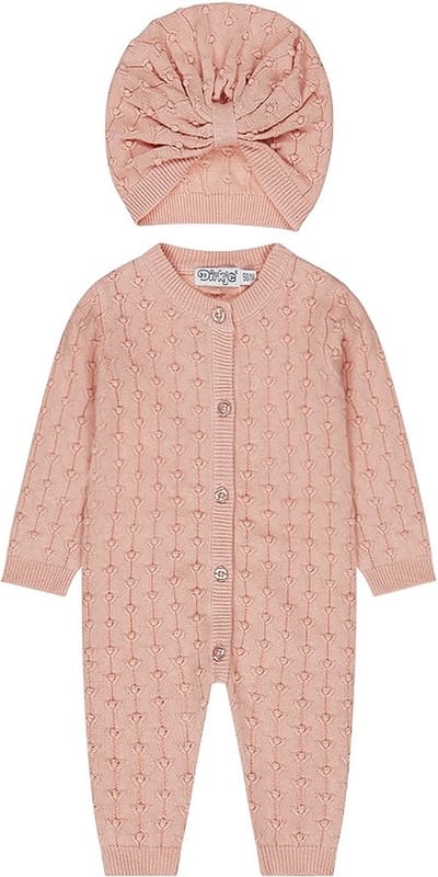 Dirkje meisjes boxpak + mutsje Blushed pink - grow