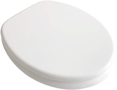 Dailygoods- WC Bril Houten Kern - Verstelbare Scharnieren - Belastbaar tot 250 kg - Messing Verchroomd - Wit Gelakt - Stabiel Design - Toiletbril