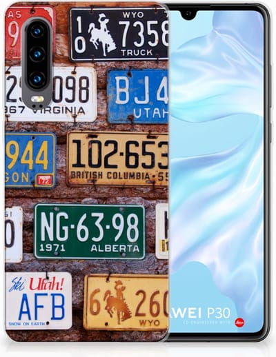 Huawei P30 Siliconen Hoesje met foto Kentekenplaten
