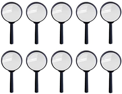 Dailygoods- Vergrootglas Draagbaar - 10 Stuks - Kunststof - Onderzoek - School - Hoogwaardige Lenskwaliteit - Kindervergrootglas