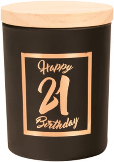 Geurkaars - Black/Rose - Happy Birthday - 21 jaar - In cadeauverpakking