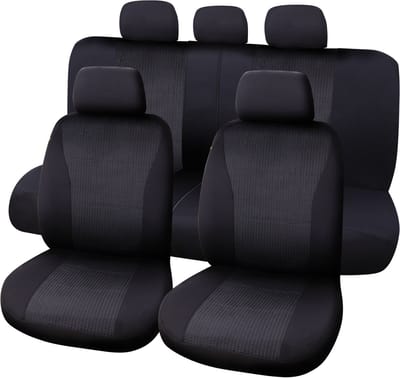 Carpoint Stoelhoesset Vienna 9-Delig – Zwart/Grijs – Universeel – Wasbaar – Airbag Geschikt – Bescherming Tegen Slijtage & Vuil